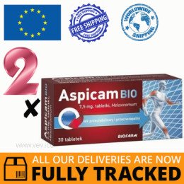 2 x ASPICAM BIO 7,5MG 30 TABS — MADE IN POLAND — FREE SHIPPING