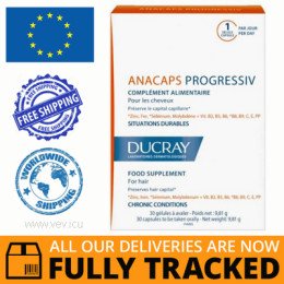 DUCRAY ANACAPS PROGRESSIV 30 CAPS - MADE IN FRANCE - FREE SHIPPING
