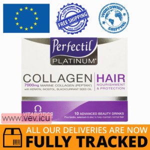 Perfectil Platinum Drinking Collagen for Hair 50ml x 10 pcs — Made in Great Britain — Free Delivery