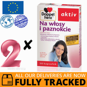 2 x DOPPELHERZ AKTIV FOR HAIR AND NAILS 30 CAPS — MADE IN GERMANY — FREE SHIPPING