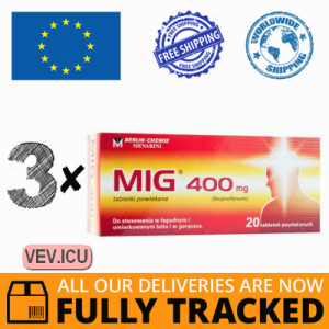 MIG 400mg, ibuprofenum, 3p x 20 tables — Made in Germany by  Berlin Chemie — Free Delivery