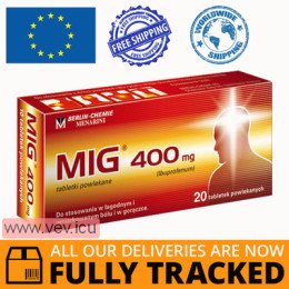 MIG 400mg, ibuprofenum, 20 tables — Made in Germany by  Berlin Chemie — Free Delivery