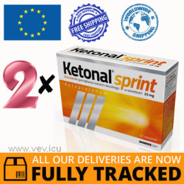 2 x KETONAL SPRINT 25MG 12 SACHETS — MADE IN POLAND — FREE SHIPPING