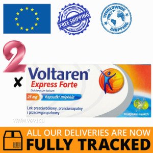 2 x VOLTAREN EXPRESS FORTE 25MG 10CAPS — MADE IN SWITZERLAND — FREE SHIPPING