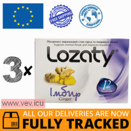 Lozaty with ginger flavor 3p x 12 lozenges — Made in Turkey — Free Delivery