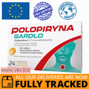 Polopiryna Throat  24 lozenges — Made in Poland by Polpharma — Free Delivery