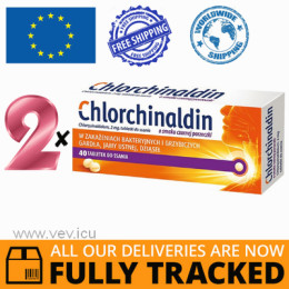 2 x CHLORCHINALDIN, BLACK CURRANT FLAVOR 2 MG, 40 LOZENGES - MADE IN CANADA - FREE SHIPPING 