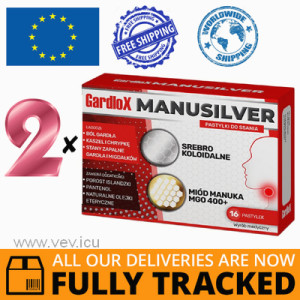 2 x GARDLOX MANUSILVER 16 LOZENGES - MADE IN POLAND - FREE SHIPPING 