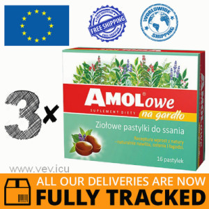 3 x AMOLOWE FOR THROAT HERBAL LOZENGES 16 PCS — MADE IN JAPAN — FREE SHIPPING