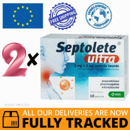2 x SEPTOLETE ULTRA 16 LOZENGES — MADE IN SLOVENIA — FREE SHIPPIN