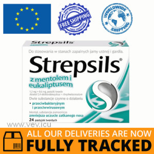 STREPSILS WITH MENTHOL AND EUCALYPTUS FOR A SORE THROAT 24 LOZENGES — MADE IN GREAT BRITAIN — FREE SHIPPING