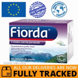 FIORDA, BLACKCURRANT FLAVOR, 60 LOZENGES - MADE IN POLAND - FREE SHIPPING
