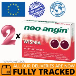 2 x NEO-ANGIN CHERRY 24 HARD LOZENGES - MADE IN GERMANY - FREE SHIPPING