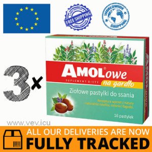 3 x AMOLOWE FOR THROAT HERBAL LOZENGES 16 PCS — MADE IN JAPAN — FREE SHIPPING