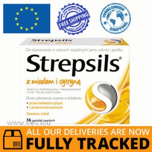 STREPSILS WITH HONEY AND LEMON FOR A SORE THROAT 36 LOZENGES — MADE IN GREAT BRITAIN — FREE SHIPPING