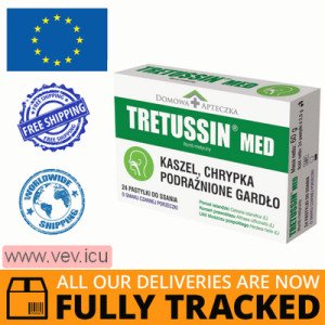 Tretussin Med, black currant, 24 lozenges — Made in Poland — Free Delivery