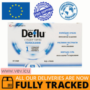 DeFlu Silver Throat gargle, powder for solution 8g x 10 sachets — Made in Ukraine — Free Delivery