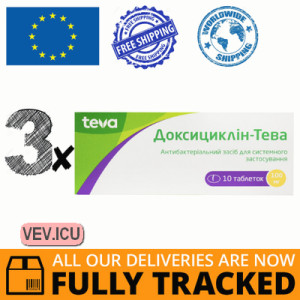 Doxycycline-Teva 100 mg  3p x 10 tablets  — Made in Germany — Free Delivery