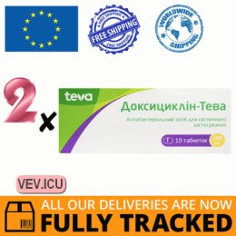 Doxycycline-Teva 100 mg  2p x 10 tablets  — Made in Germany — Free Delivery