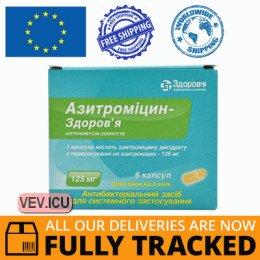 Azithromycin - Zdorovye 125mg 6 capsules — Made in Ukraine — Free Delivery