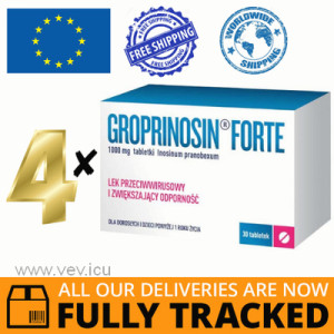 4 x GROPRINOSIN FORTE 1000MG 30 TABS - MADE IN POLAND- FREE SHIPPING 