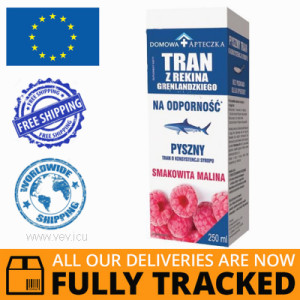 GREENLAND SHARK OIL, RASPBERRY FLAVOR 250ML - MADE IN POLAND - FREE SHIPPING 