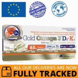 GOLD OMEGA 3 D3 + K2 30 CAPS — MADE IN POLAND — FREE SHIPPING