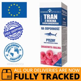 GREENLAND SHARK OIL, RASPBERRY FLAVOR 250ML - MADE IN POLAND - FREE SHIPPING 