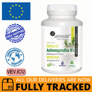 Aliness Natural Ashwagandha 9% 600 mg 100 capsules — Made in Poland — Free Delivery Aliness Natural Ashwagandha 9% 600 mg 100 capsules — Made in Poland — Free Delivery