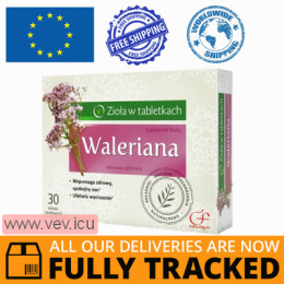 Valerian herbal tablets, 30 tablets — Made in Poland — Free Delivery