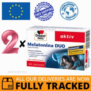 2 x DOPPELHERZ AKTIV MELATONINA DUO 40 TABS — MADE IN GERMANY — FREE SHIPPING
