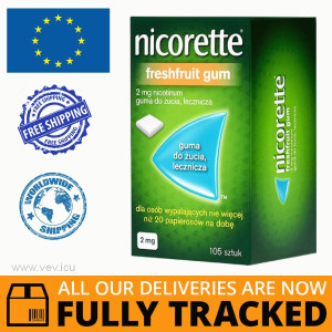 NICORETTE FreshFruit Gum 2mg 105 pcs — Made in USA — Free Delivery