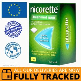 NICORETTE Freshmint Gum 2mg 105 pcs — Made in USA — Free Delivery