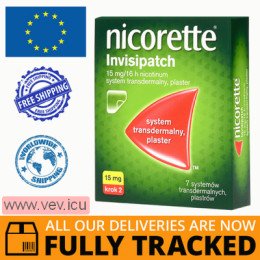 Nicorette Invisipatch (Semi Transparent Patch) 15mg, transdermal patch, 7 pcs — Made in Poland — Free Delivery
