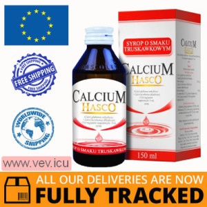 Calcium Hasco 115.6 mg / 5 ml, syrup, strawberry flavor, 150 ml — Made in Poland — Free Delivery
