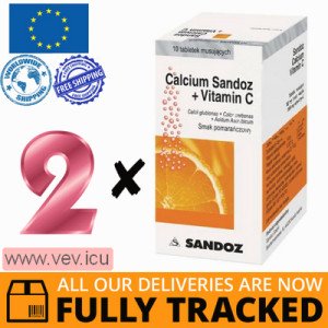 Calcium Sandoz + Vitamin C, 2p x 10 tablets — Made in Poland by Sandoz — Free Delivery