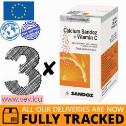 Calcium Sandoz + Vitamin C, 3p x 10 tablets — Made in Poland by Sandoz — Free Delivery
