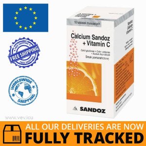 Calcium Sandoz + Vitamin C 10 tabs — Made in Poland by Sandoz — Free Delivery Calcium Sandoz + Vitamin C 10 tabs — Made in Poland by Sandoz — Free Delivery