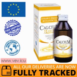 Calcium Hasco 115.6 mg / 5 ml, syrup, banana flavor, 150 ml — Made in Poland — Free Delivery
