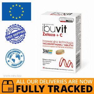 Ibuvit Iron + Vitamin C, 30 tablets — Made in Poland by Polpharma — Free Delivery