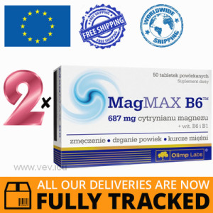 2 x MAGMAX B6 MAGNESIUM + VIT B6 50 CAPS - MADE IN POLAND - FREE SHIPPING 