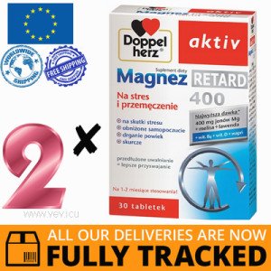 2 x DOPPELHERZ AKTIV MAGNESIUM 400 RETARD 30 TABS — MADE IN GERMANY — FREE SHIPPING