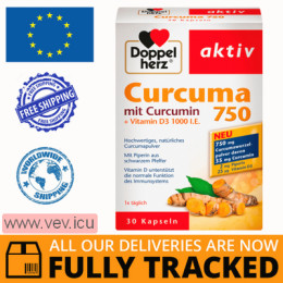 Doppelherz Aktiv Curcumin + Vitamin D, 30 capsules — Made in Germany — Free Delivery