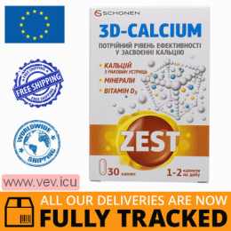 Zest 3D-Calcium with vitamin D3 and zinc, 30 capsules — Made in Italy — Free Delivery