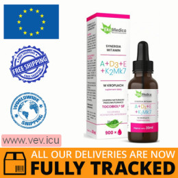 Vitamin synergy A + D3 + E + K2MK7, drops, 30 ml — Made in Poland — Free Delivery Vitamin synergy A + D3 + E + K2MK7, drops, 30 ml — Made in Poland — Free Delivery