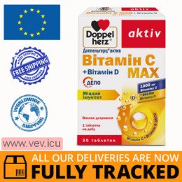 Doppelherz Aktiv, Vitamin C Max + vitamin D, 30 tablets — Made in Germany — Free Delivery