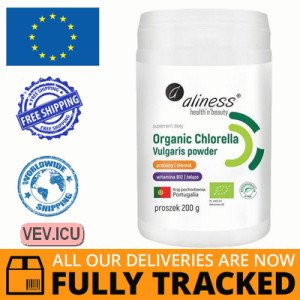 Aliness Organic Chlorella Vulgaris powder 200g — Made in Poland — Free Delivery