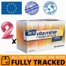 2 x ACTI VITA-MINER SENIOR D3 60 TABS - MADE IN POLAND - FREE SHIPPING 