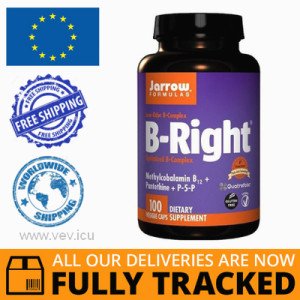 JARROW B-RIGHT VITAMINS B CHOLINE INOSITOL 100 CAPS - MADE IN USA - FREE SHIPPING 