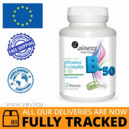 ALINESS VITAMIN B COMPLEX B-50 100 CAPS - MADE IN POLAND - FREE SHIPPING 